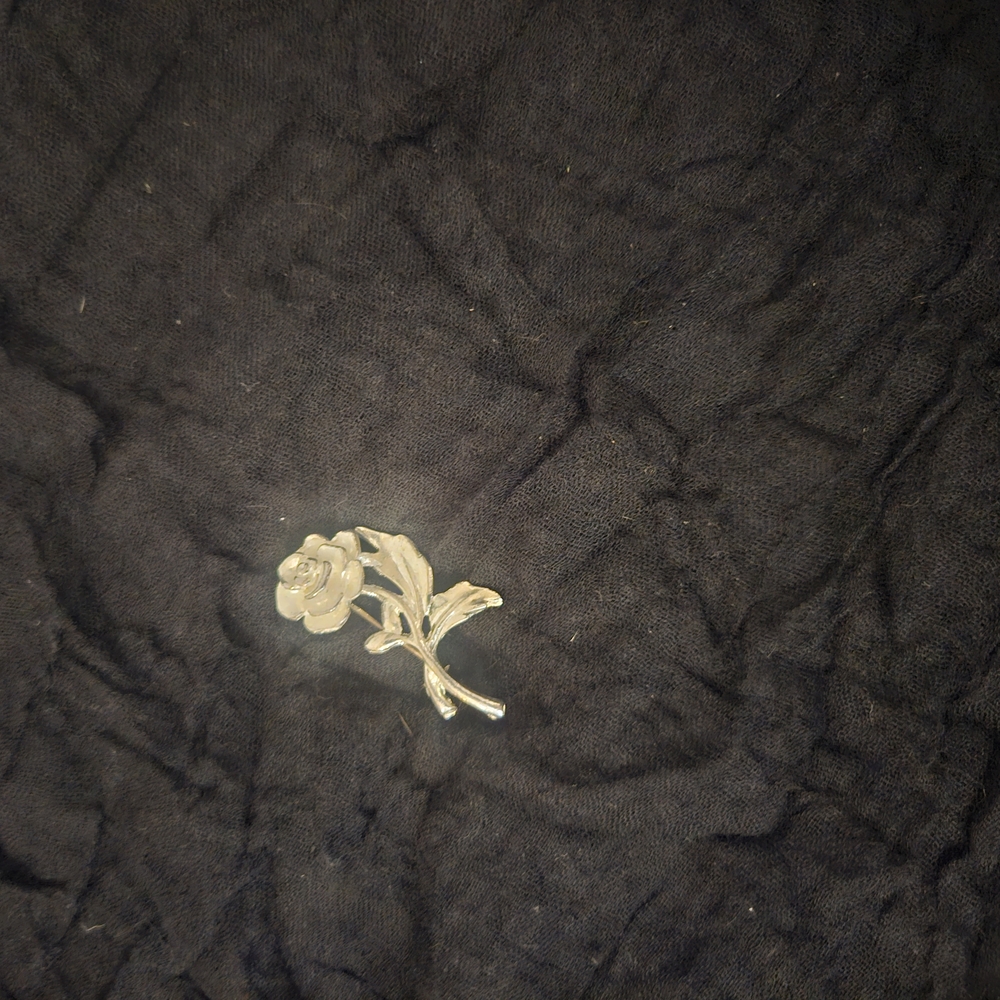 Silver Rose Brooch